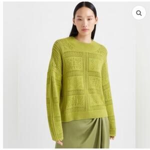Club Monaco pointelle stitch green oversized sweater